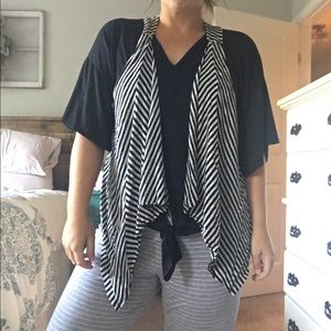 INC Striped Draped Vest